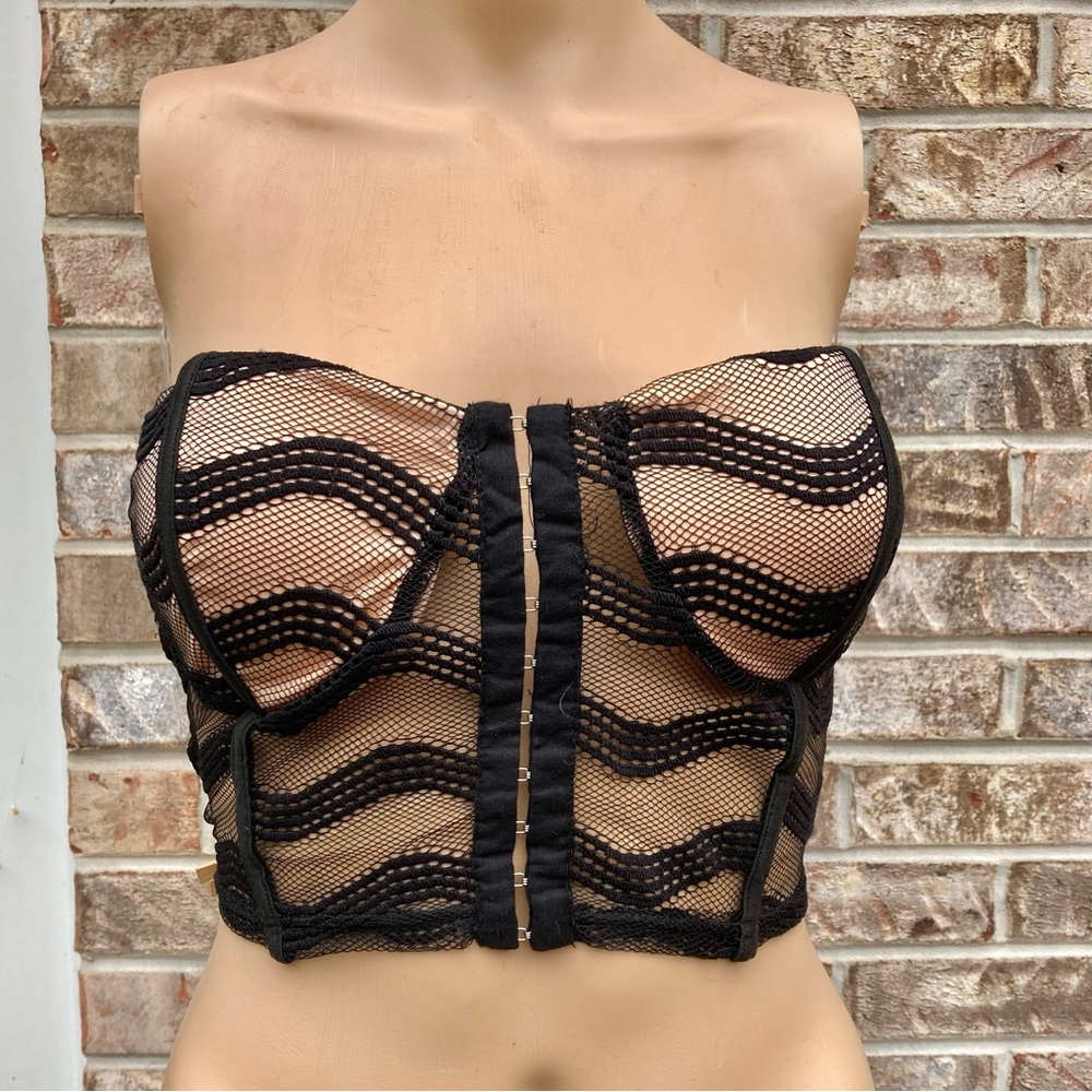 Black & Tan Strapless Wildcat Bustier Top
